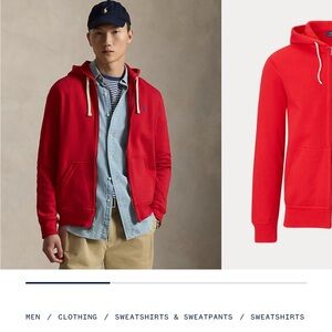 Men’s polo red and burgundy zip up hoodies size small